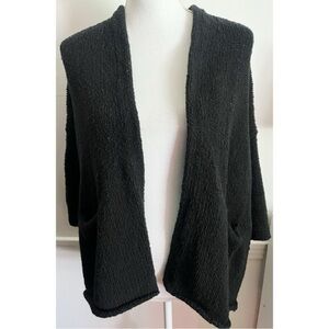 Loft • Black Oversized Open Front Short Sleeve Cardigan